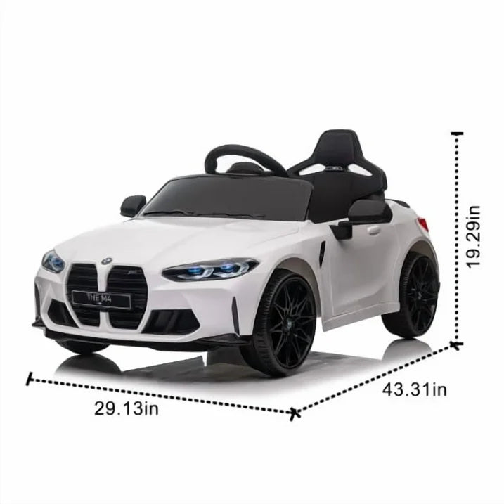BMW M4 12V Kids Ride-On Car with Parent Remote, 3 Speeds, LED Lights, Bluetooth/USB/MP3, Battery Display Ride on Toy for Ages 3-8