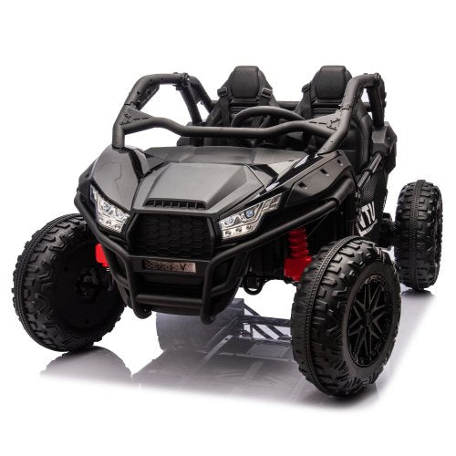 24V Two-seater Kids Ride On UTV w/Parents Control,20in seat width,400W Super high power,Four-wheel Suspension,Bluetooth,MP3,USB,LED Light,Horn,Rear storage space, for Kids aged 3+.