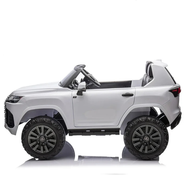 24v Kids Two Seater Ride On Cars With Remote Control, Power Display, Bluetooth, Music, LEXUS LX600 Ride on Toy Cars With 20" Seat, 4 Wheel Suspension Electric Car for Kids Boy Girls, White