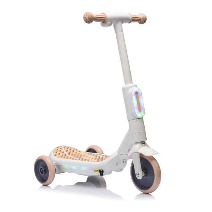 3 Wheel Electric Scooter for Kids Ages 3-6, LED Light Up Balance Training Scooter with Music, Steam Sprayer & Extra Wide Non Slip Deck, 6V Ride On Toy for Boys Grils