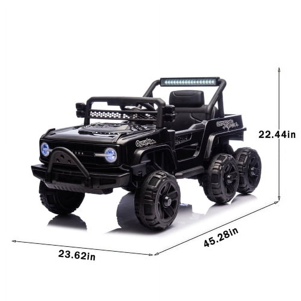12V Kids Ride On 6-Wheel electric truck car W/Parents Control, Six-Wheel Suspension, Power display, Searchlight, LED Lights, Music&Bluetooth, USB, MP3&Microphone Ports, Slow start For Kids 3-5