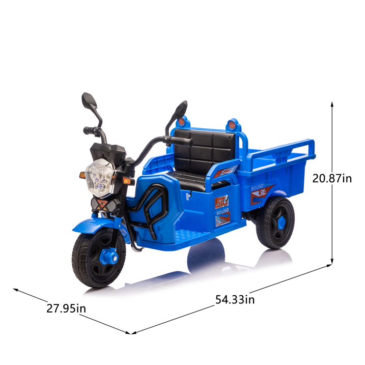12V Kids Ride-On 3-Wheel Dump Truck Trike with LED Lights, Music, Anti-Slip Wheels, Cargo Bed & Long Battery Life – Electric Cargo Ride-On Toy for Boys & Girls Ages 3-7
