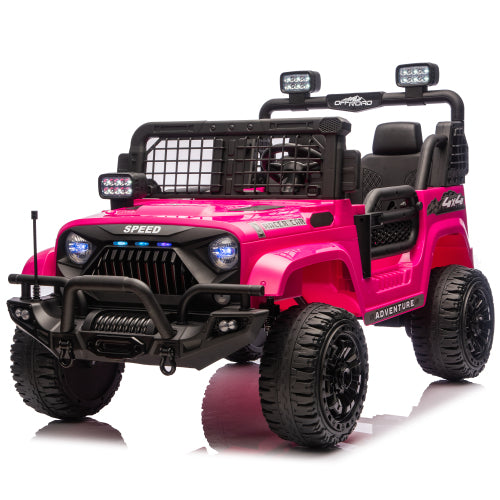 24V 2 Seater Kids Ride On Electric Car with Remote Control, Bluetooth Music, USB/MP3, LED Headlights, Adjustable Speed, 4 Wheel Suspension Ride on Toy for Boy Girls