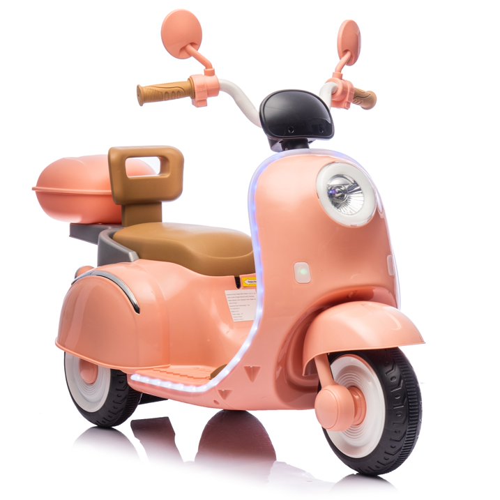 12V Kids Powered Ride On Motorcycle, 3 Wheel Electric Bike with LED Lights, Bluetooth, USB, Storage Box, Dual 35W Motors, Anti-Slip Tires & Backrest Seat Motorcycle Toy for Boys & Girls 3-6 Yrs, Pink