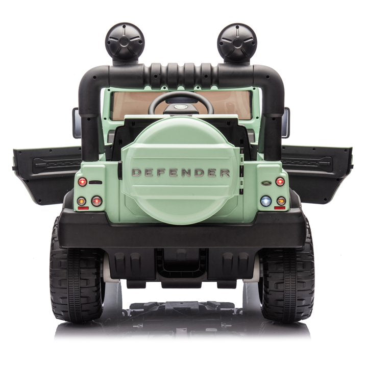 24v Kids Ride On Cars With Remote Control, Bluetooth, Music, Led Lights, 2015 Land Rover Defender 90 Battery Powered Ride On Cars Toys For Kids Boys Girls, 4 Wheel Suspension Electric Car, Green