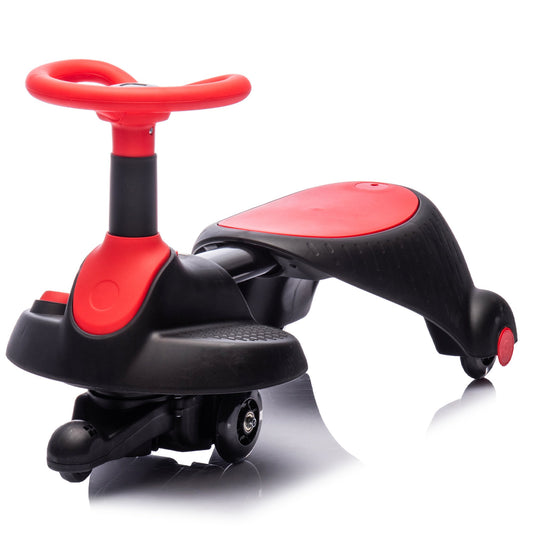 6V Ride on Wiggle Car with Pedal, Retractable 2 in 1 Wiggle Car for Kids Boys Girls with Flashing Wheels, Bluetooth, Toddlers Ride on Toy Swing Car for Ages 3 and Up, Red