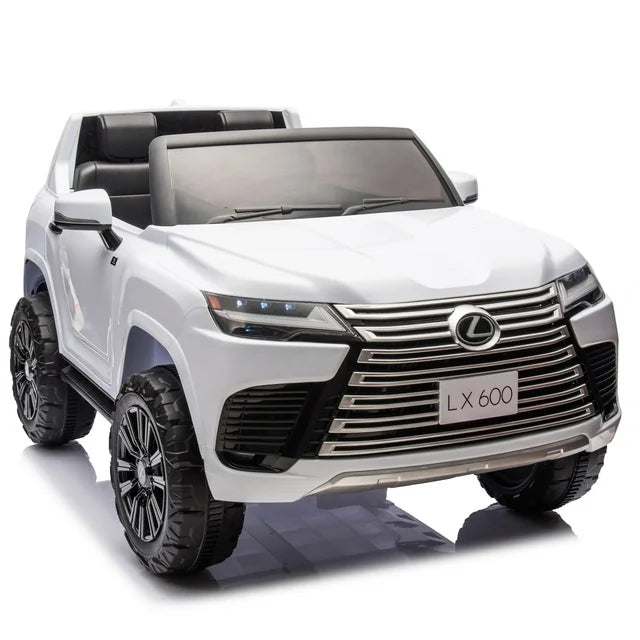 24v Kids Two Seater Ride On Cars With Remote Control, Power Display, Bluetooth, Music, LEXUS LX600 Ride on Toy Cars With 20" Seat, 4 Wheel Suspension Electric Car for Kids Boy Girls, White