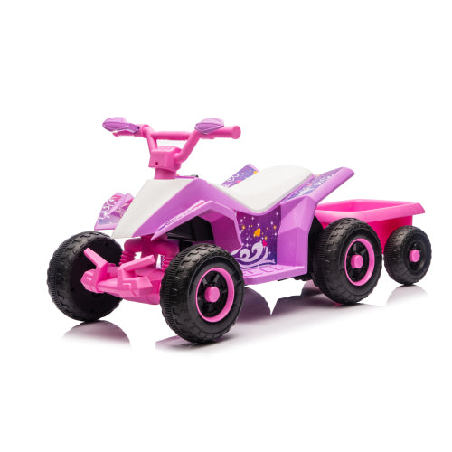 6V Battery Powered Kids Electric Vehicle, Kids Ride on ATV, 4 Wheeler Quad w/Headlights, MP3, USB, Volume Control, Large Seat, Electric Ride on Toys Best Gifts For Age 3-6 years Old (Pink)