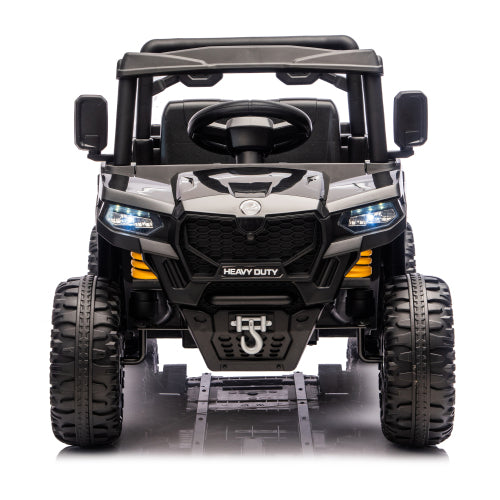 24V Kids Ride On Electric Dump Truck w/Remote Control, Single Seat Ride On Toy Car with Hydraulic Dump Bed, Bluetooth Music, LED, Shock Absorbers, Electric Truck Car for Boys & Girls Ages 3–5 (Black)