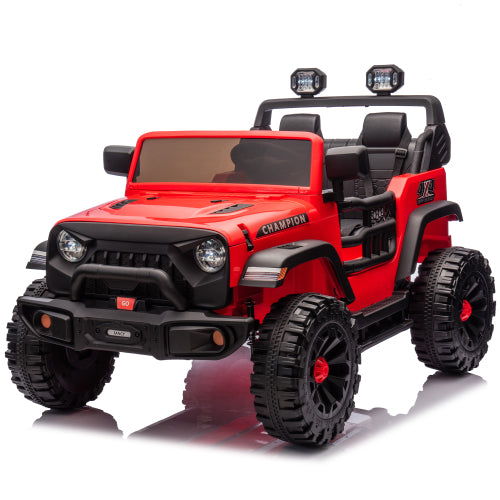 24V Two Seater Ride On Car Toys with Remote Control, 4 Wheel Suspension Electric Car for Kids, 400W Dual Motors, 19.69" Seat, LED Headlights, Searchlights, Bluetooth, Ride on Toys for Ages 3+, Black