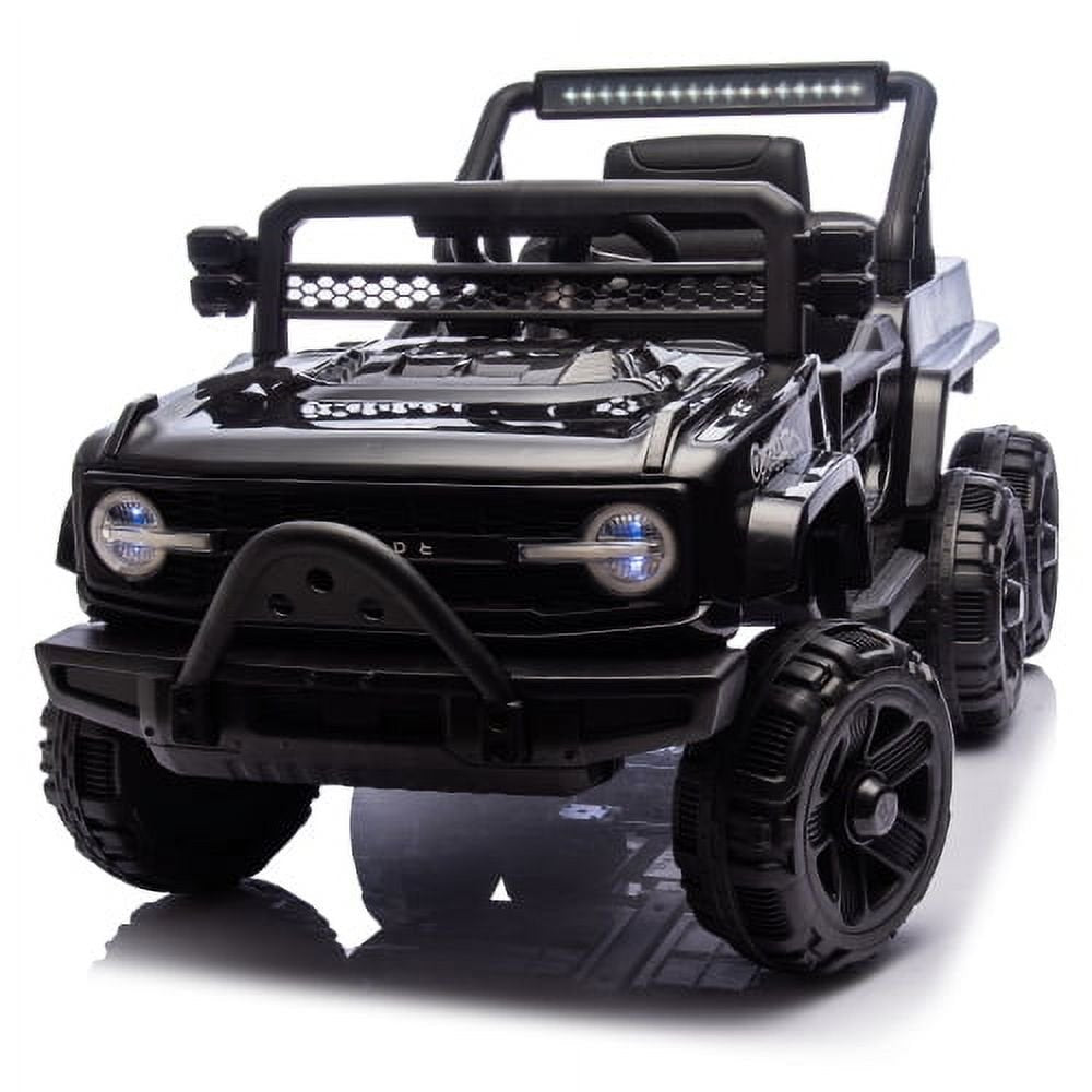 12V Kids Ride On 6-Wheel electric truck car W/Parents Control, Six-Wheel Suspension, Power display, Searchlight, LED Lights, Music&Bluetooth, USB, MP3&Microphone Ports, Slow start For Kids 3-5