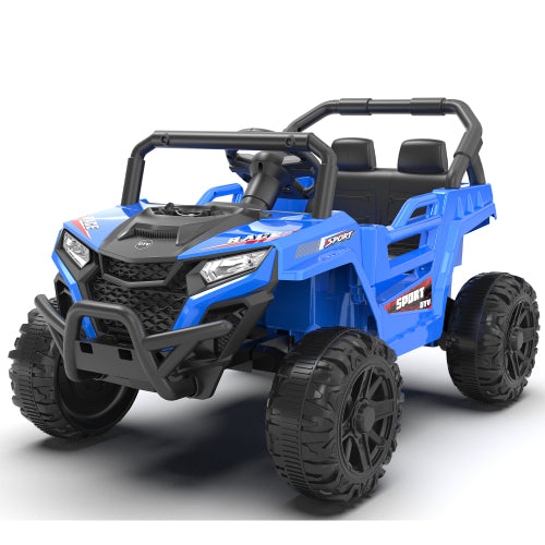 12v Kids Ride On Cars UTV With Remote Control, Ride on Toy/Anti-Collision Bar, High Chassis, Anti-Slip Wheels, Musie, 4 Wheel Suspension Electric Vehicle for Boys Or Girls, Blue