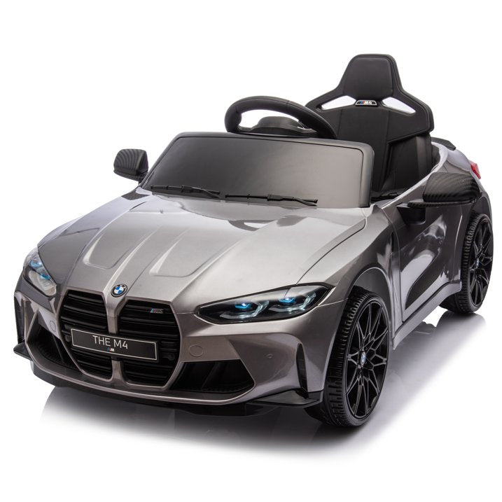 BMW M4 12V Kids Ride-On Car with Parent Remote, 3 Speeds, LED Lights, Bluetooth/USB/MP3, Battery Display Ride on Toy for Ages 3-8