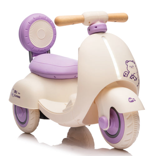 12V Kids Electric Motorcycle w/ 2.4G Remote Control, 3-Wheel Design & Soft-Start for Toddlers Ages 1-3 | Safe-Ride Lights & Bluetooth, Purple
