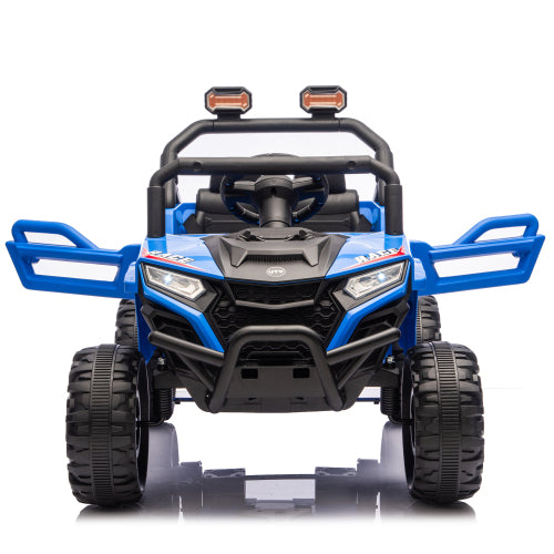 12v Kids Ride On Cars UTV With Remote Control, Ride on Toy/Anti-Collision Bar, High Chassis, Anti-Slip Wheels, Musie, 4 Wheel Suspension Electric Vehicle for Boys Or Girls, Blue