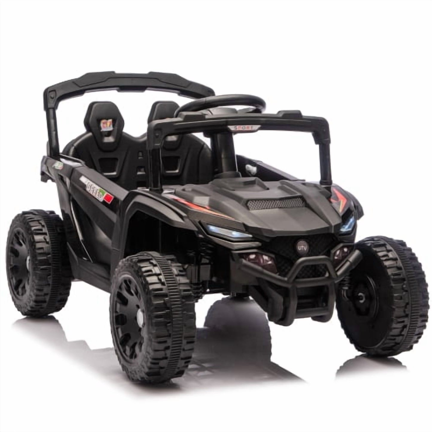24V Kids Ride on UTV with Remote Control, 4 Wheel Suspension Ride on toy, Anti-Collision Bar, Non-Slip Grip Wheels, Bluetooth Music, Power Display, Electric Toy Car for Kids Ages 3–5