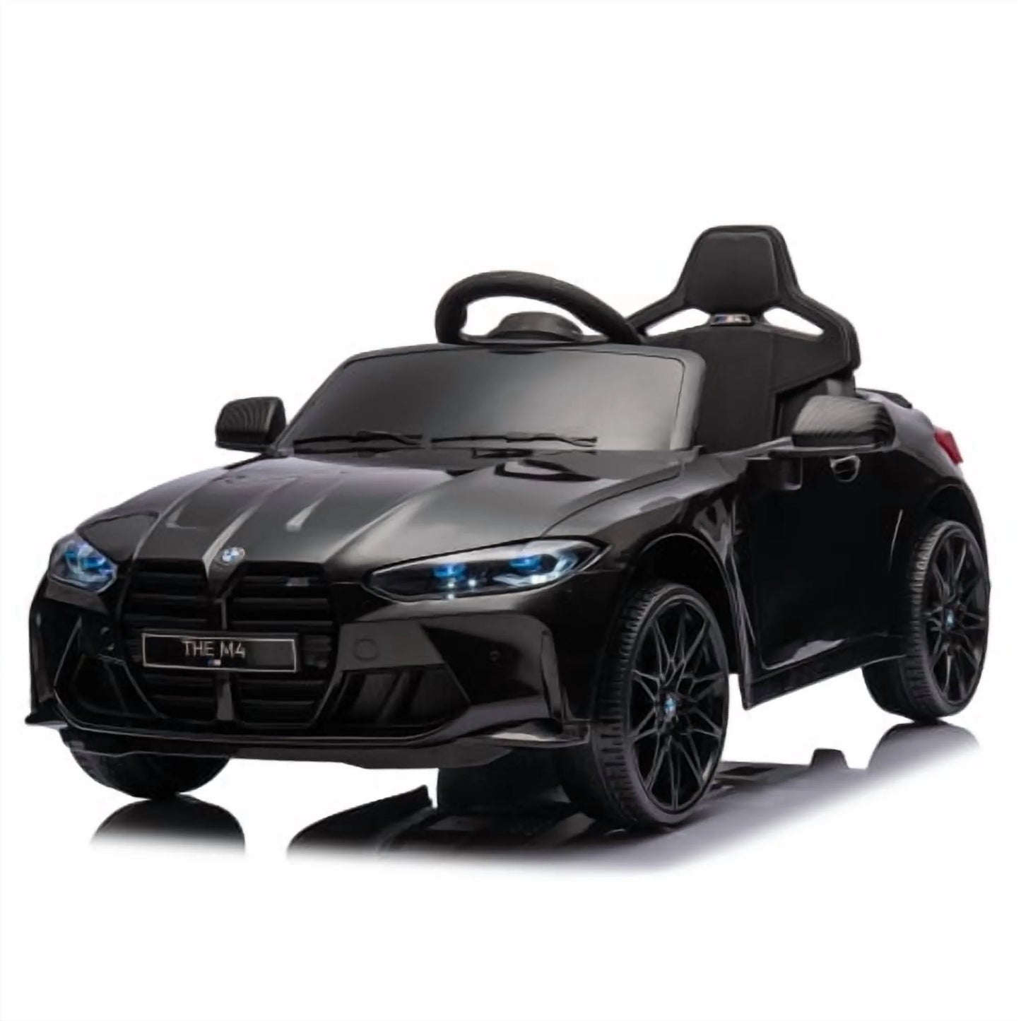 BMW M4 12V Kids Ride-On Car with Parent Remote, 3 Speeds, LED Lights, Bluetooth/USB/MP3, Battery Display Ride on Toy for Ages 3-8