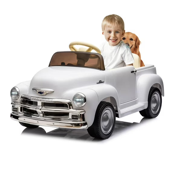 Chevrolet 3100 12V Power Kids Ride On Truck Cars, Electric Car w/Remote Control, LED Lights, Bluetooth, USB, 3 Speeds, Battery Indicator, Music Player, Ride on Toy for Boys & Girls Ages 3+, Pink