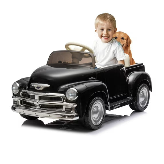Chevrolet 3100 12V Power Kids Ride On Truck Cars, Electric Car w/Remote Control, LED Lights, Bluetooth, USB, 3 Speeds, Battery Indicator, Music Player, Ride on Toy for Boys & Girls Ages 3+, Pink