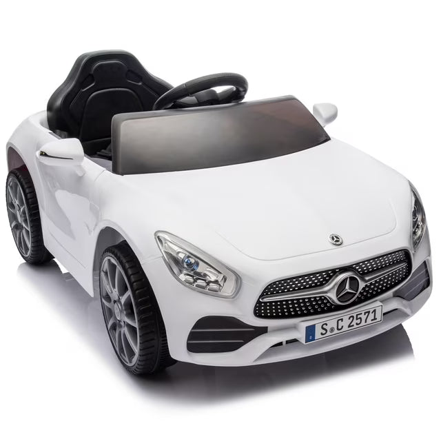 Kids Ride on Cars, 12V Powered Mercedes Benz Ride on Toys w/Remote Control, Music, Bluetooth, LED Light, USB, Power Display, Four Wheel Suspension Electric Car for Toddlers 3-6 Year Olds, Pink