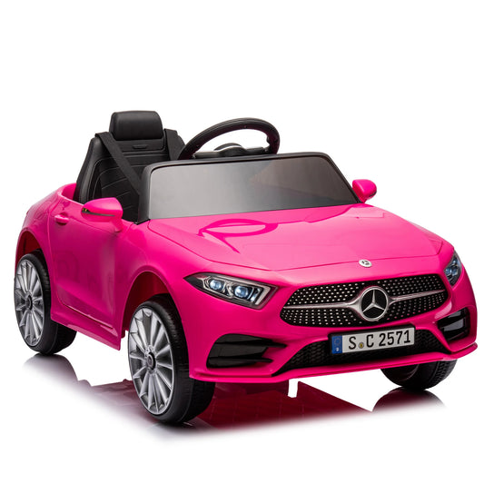 Kids Ride on Cars, 12V Powered Mercedes Benz Ride on Toys w/Remote Control, Music, Bluetooth, LED Light, USB, Power Display, Four Wheel Suspension Electric Car for Toddlers 3-6 Year Olds, Pink