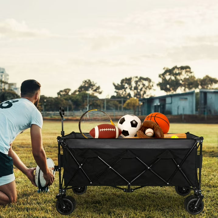 "51-inch Extended Heavy-Duty Foldable Utility Wagon, 480lbs Capacity Collapsible Wagon with All-Terrain Wheels and Brakes, Patented Ultra-Stable Steel Frame Garden Cart, No Assembly Required"