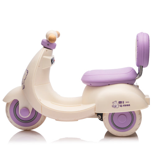 12V Kids Electric Motorcycle w/ 2.4G Remote Control, 3-Wheel Design & Soft-Start for Toddlers Ages 1-3 | Safe-Ride Lights & Bluetooth, Purple