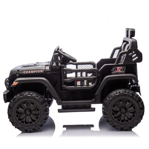 24V Two Seater Ride On Car Toys with Remote Control, 4 Wheel Suspension Electric Car for Kids, 400W Dual Motors, 19.69" Seat, LED Headlights, Searchlights, Bluetooth, Ride on Toys for Ages 3+, Black