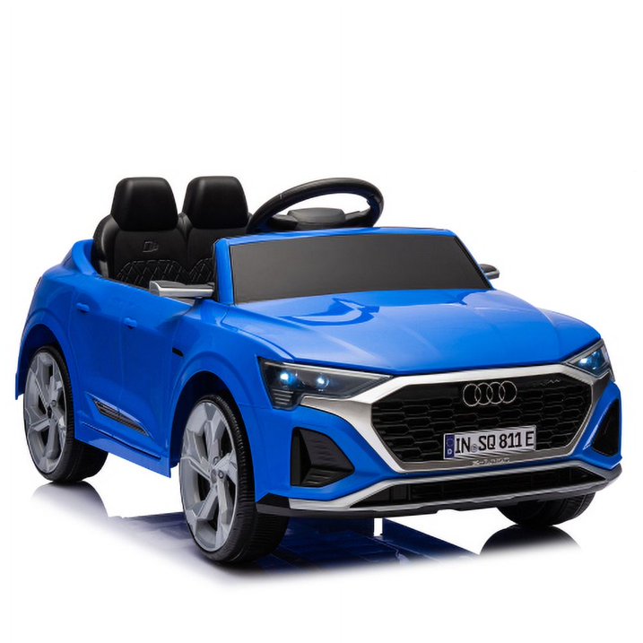 12V Powered Ride on Cars with Remote Control, Licensed Audi SQ8 Ride on Toys for Kids, 4 Wheel Suspension Electric Toy Cars with Soft Start, Music, LED, Electric Car for Boys Girls Aged 3+, Blue