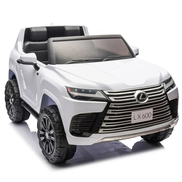 24v Kids Two Seater Ride On Cars With Remote Control, Power Display, Bluetooth, Music, LEXUS LX600 Ride on Toy Cars With 20" Seat, 4 Wheel Suspension Electric Car for Kids Boy Girls, White