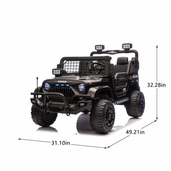 24V 2 Seater Kids Ride On Electric Car with Remote Control, Bluetooth Music, USB/MP3, LED Headlights, Adjustable Speed, 4 Wheel Suspension Ride on Toy for Boy Girls