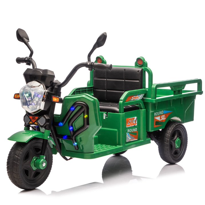 12V Kids Ride-On 3-Wheel Dump Truck Trike with LED Lights, Music, Anti-Slip Wheels, Cargo Bed & Long Battery Life – Electric Cargo Ride-On Toy for Boys & Girls Ages 3-7
