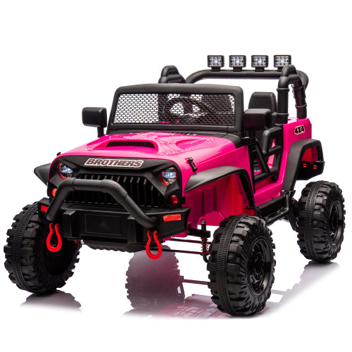 24V Kids Ride On Tractor with Trailer, 400W Dual Motor Powered Electric Car Toy with Remote Control, 3 Speed Adjustable, Bluetooth, USB/MP3, LED, 6 Wheer Ride On Car for Kids Boys Girls
