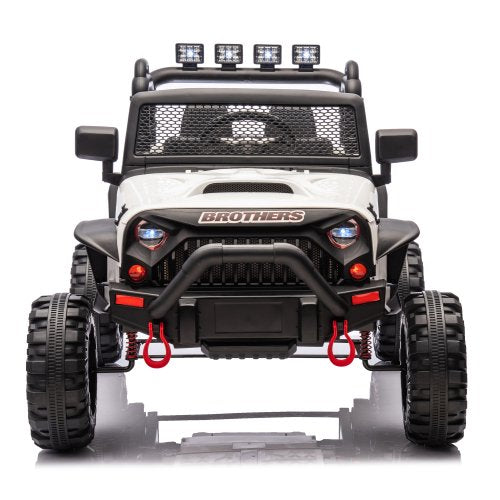 24V Kids Ride On Tractor with Trailer, 400W Dual Motor Powered Electric Car Toy with Remote Control, 3 Speed Adjustable, Bluetooth, USB/MP3, LED, 6 Wheer Ride On Car for Kids Boys Girls