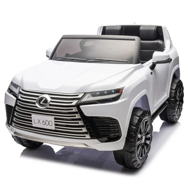 24v Kids Two Seater Ride On Cars With Remote Control, Power Display, Bluetooth, Music, LEXUS LX600 Ride on Toy Cars With 20" Seat, 4 Wheel Suspension Electric Car for Kids Boy Girls, White
