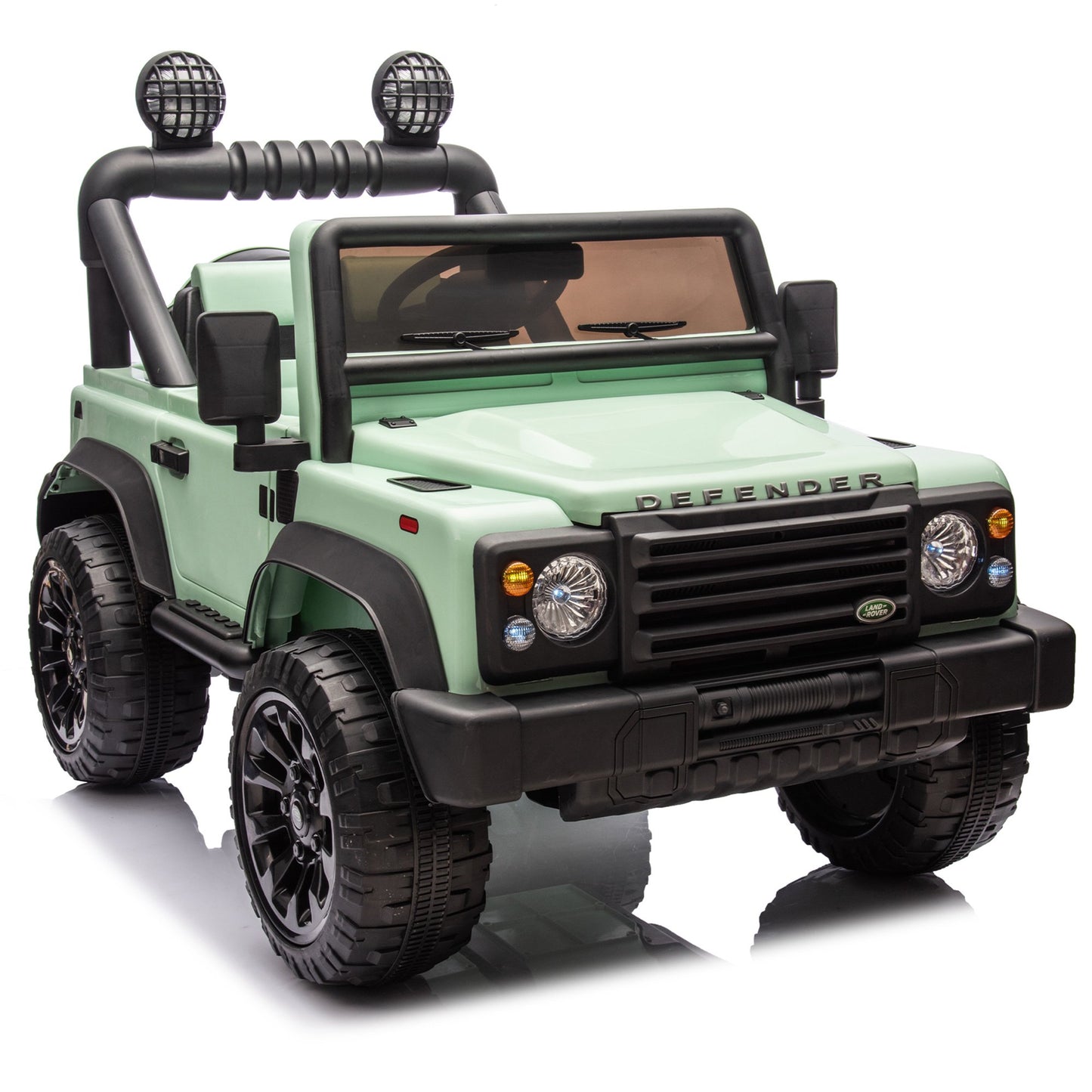 24v Kids Ride On Cars With Remote Control, Bluetooth, Music, Led Lights, 2015 Land Rover Defender 90 Battery Powered Ride On Cars Toys For Kids Boys Girls, 4 Wheel Suspension Electric Car, Green