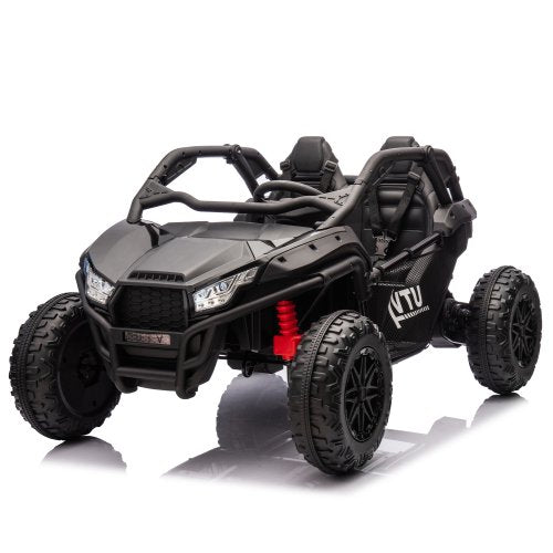 24V Two-seater Kids Ride On UTV w/Parents Control,20in seat width,400W Super high power,Four-wheel Suspension,Bluetooth,MP3,USB,LED Light,Horn,Rear storage space, for Kids aged 3+.