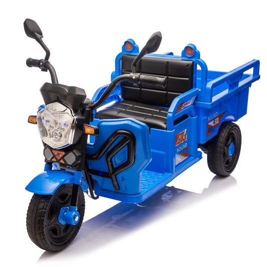 12V Kids Ride-On 3-Wheel Dump Truck Trike with LED Lights, Music, Anti-Slip Wheels, Cargo Bed & Long Battery Life – Electric Cargo Ride-On Toy for Boys & Girls Ages 3-7