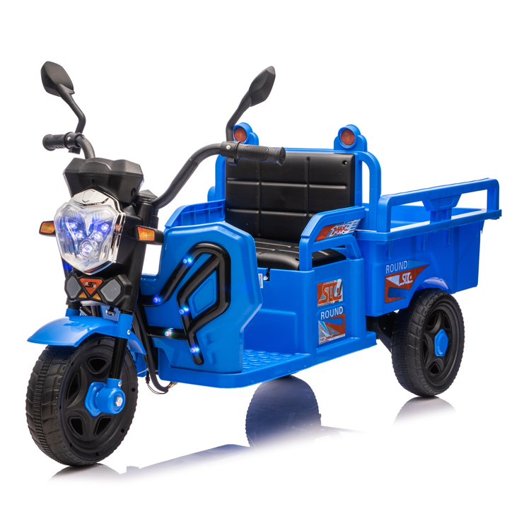 12V Kids Ride-On 3-Wheel Dump Truck Trike with LED Lights, Music, Anti-Slip Wheels, Cargo Bed & Long Battery Life – Electric Cargo Ride-On Toy for Boys & Girls Ages 3-7