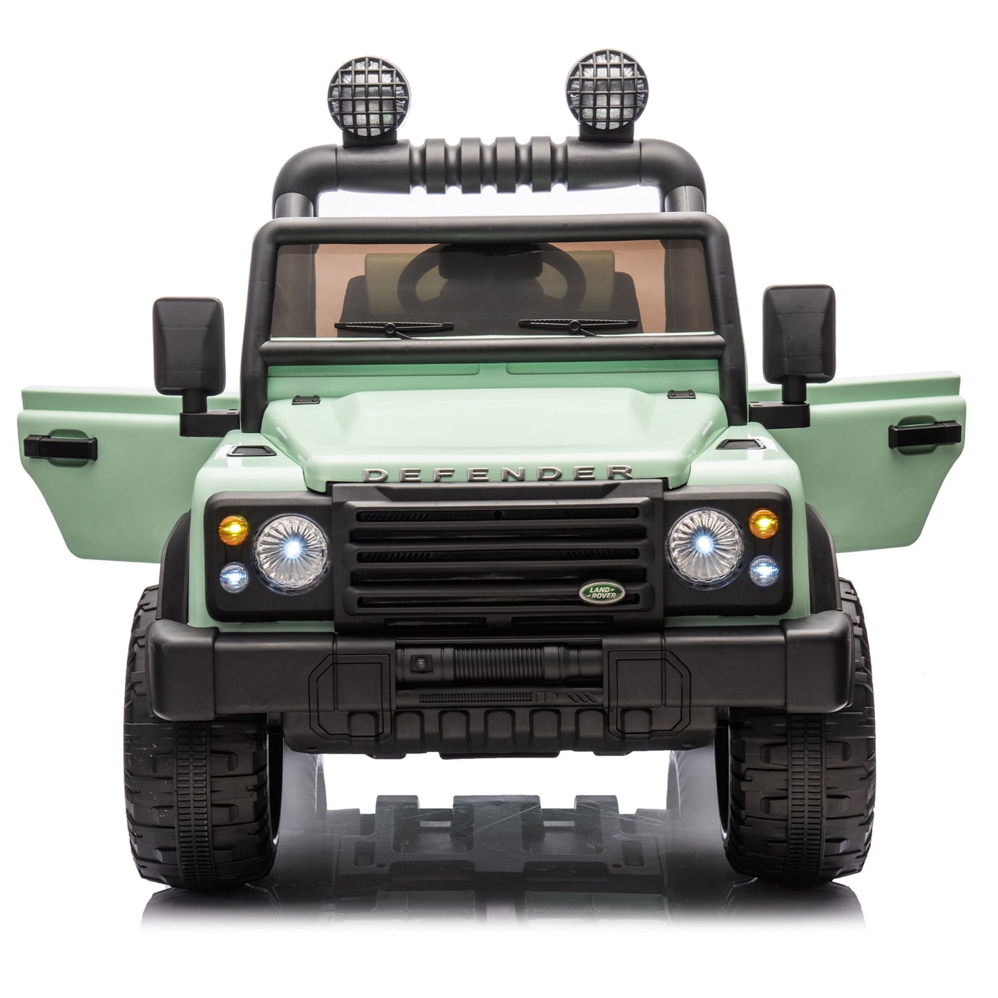 24v Kids Ride On Cars With Remote Control, Bluetooth, Music, Led Lights, 2015 Land Rover Defender 90 Battery Powered Ride On Cars Toys For Kids Boys Girls, 4 Wheel Suspension Electric Car, Green