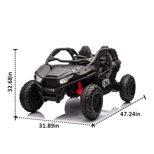 24V Two-seater Kids Ride On UTV w/Parents Control,20in seat width,400W Super high power,Four-wheel Suspension,Bluetooth,MP3,USB,LED Light,Horn,Rear storage space, for Kids aged 3+.