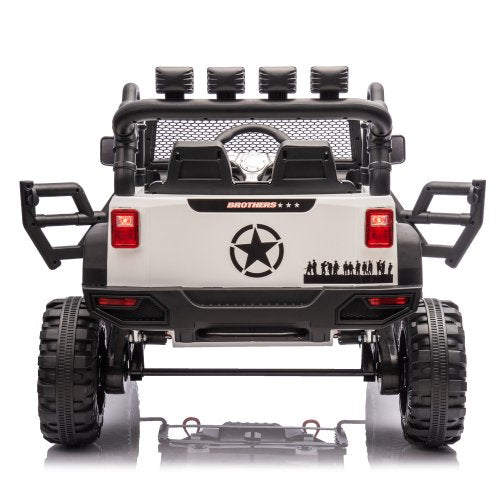 24V Kids Ride On Tractor with Trailer, 400W Dual Motor Powered Electric Car Toy with Remote Control, 3 Speed Adjustable, Bluetooth, USB/MP3, LED, 6 Wheer Ride On Car for Kids Boys Girls