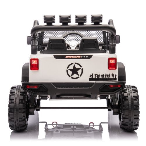 24V Kids Ride On Tractor with Trailer, 400W Dual Motor Powered Electric Car Toy with Remote Control, 3 Speed Adjustable, Bluetooth, USB/MP3, LED, 6 Wheer Ride On Car for Kids Boys Girls