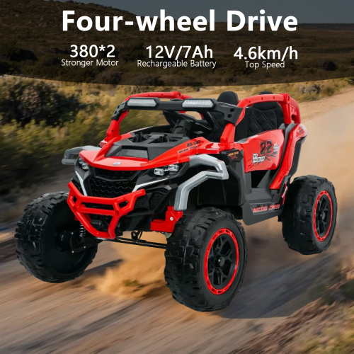 12V 2 Seater Kids Ride on UTV Truck, Electric Off Road Vehicle with Remote Control, 3 Speeds, LED, Music, Openable Doors, Front & Rear Suspension, Ride on Car for Ages 3–6