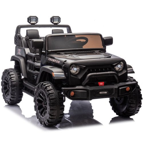 24V Two Seater Ride On Car Toys with Remote Control, 4 Wheel Suspension Electric Car for Kids, 400W Dual Motors, 19.69" Seat, LED Headlights, Searchlights, Bluetooth, Ride on Toys for Ages 3+, Black