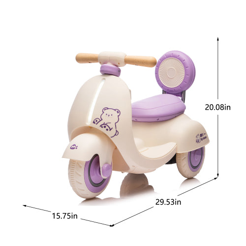 12V Kids Electric Motorcycle w/ 2.4G Remote Control, 3-Wheel Design & Soft-Start for Toddlers Ages 1-3 | Safe-Ride Lights & Bluetooth, Purple