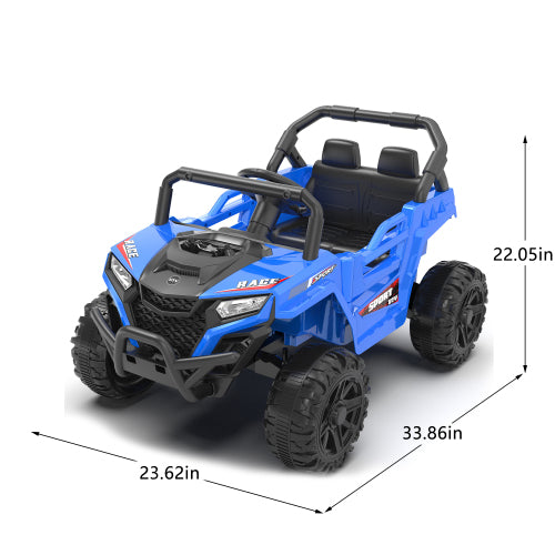12v Kids Ride On Cars UTV With Remote Control, Ride on Toy/Anti-Collision Bar, High Chassis, Anti-Slip Wheels, Musie, 4 Wheel Suspension Electric Vehicle for Boys Or Girls, Blue